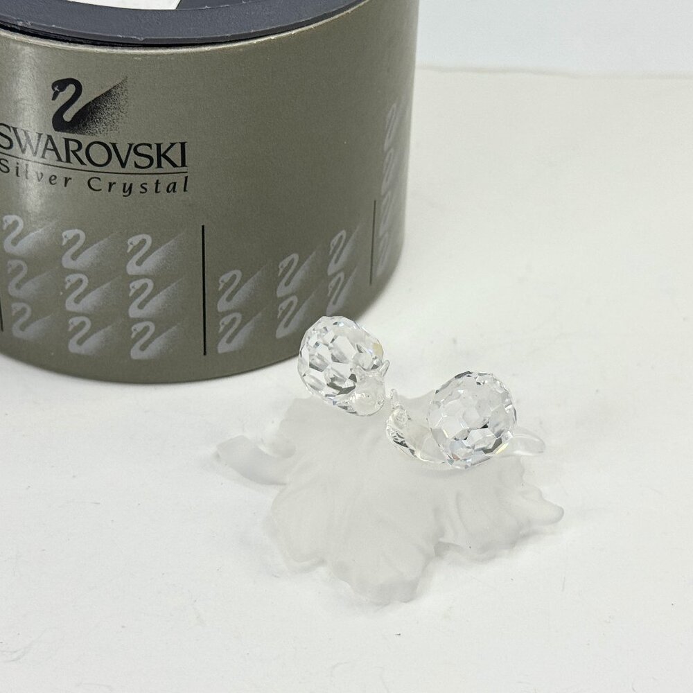 Swarovski Crystal Figurine: Two Baby Snails on Leaf, Edith Mair Design S215